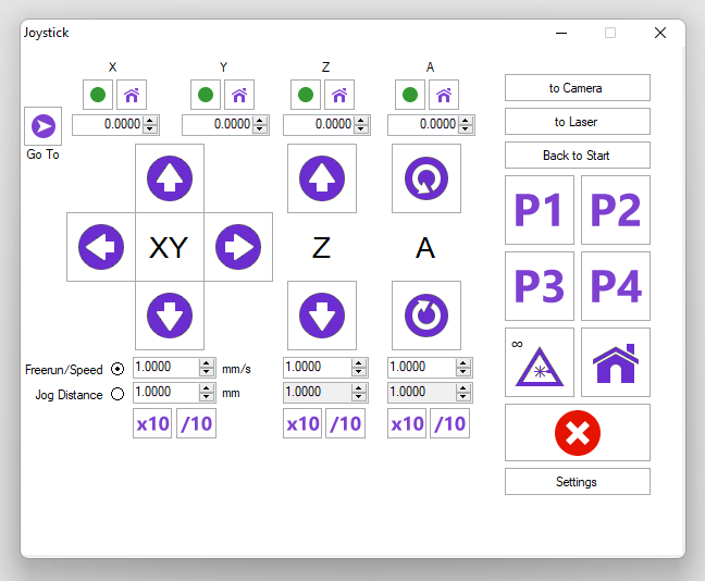 DMCレーザ加工ソフトウェア ジョイスティック