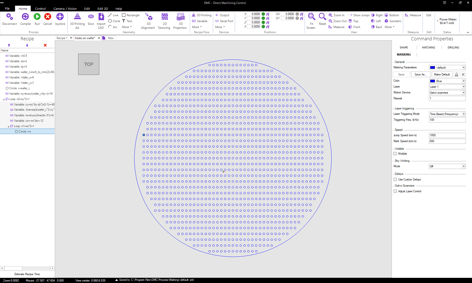 DMCレーザ加工ソフトウェアによるガルバノスキャナ制御